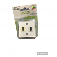 HDMI ir USB lizdas, be rėmelio baltas, Epsilon, Liregus