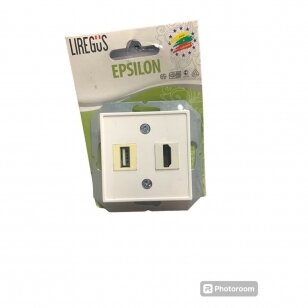 HDMI ir USB lizdas, be rėmelio baltas, Epsilon, Liregus