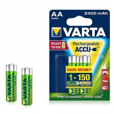 Įkraunami elementai Varta (Accu) AA, 2400 mAh,  2 vnt.