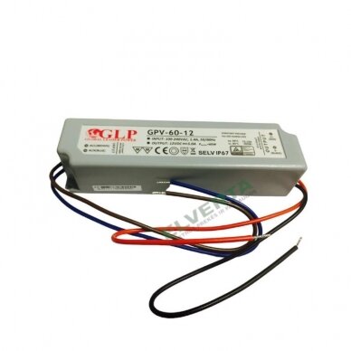 Impulsinis maitinimo šaltinis 12V, 5A, 60W, IP67, GPV-60-12