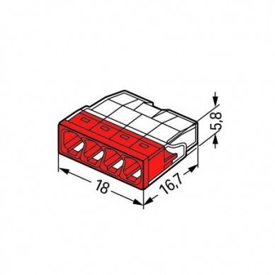 Instaliacijos jungtis 4x0.5-2.5mm raudona 2273-204, WAGO 2