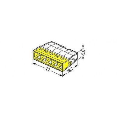 Instaliacijos jungtis 5x0.5-2.5mm geltona 2273-205, WAGO 2