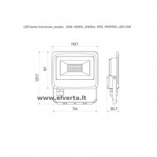 LED lauko šviestuvas 20W, 4000K, 2000lm, IP65, juodas, PHOTON, LED LINE