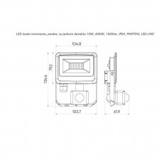 LED lauko šviestuvas su judesio davikliu 10W, 4000K, 1000lm, IP65, juodas, PHOTON, LED LINE