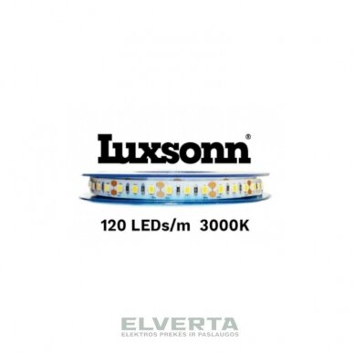 LED juosta 12W/m 24V DC, 120LED/m, 3000K (šilta/balta), Luxsonn 2