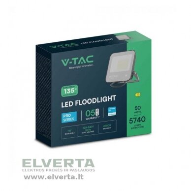 LED prožektorius 50W, 5740lm, 4000K, juodas, Samsung LED, PRO-S V-TAC VT-4455 2