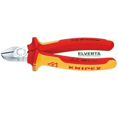 Replės elektrikui VDE 1000V 160mm,  Knipex  70 06 160