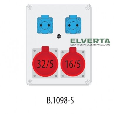 Skydelis su kištukiniais lizdais R-BOX, B.1098-S,  IP44, Pawbol 1