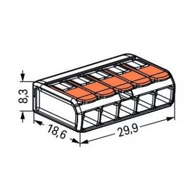 Universali jungtis 5x0.08-4mm2 oranžinė užspaudžiama 5vt., 221-415, WAGO 2